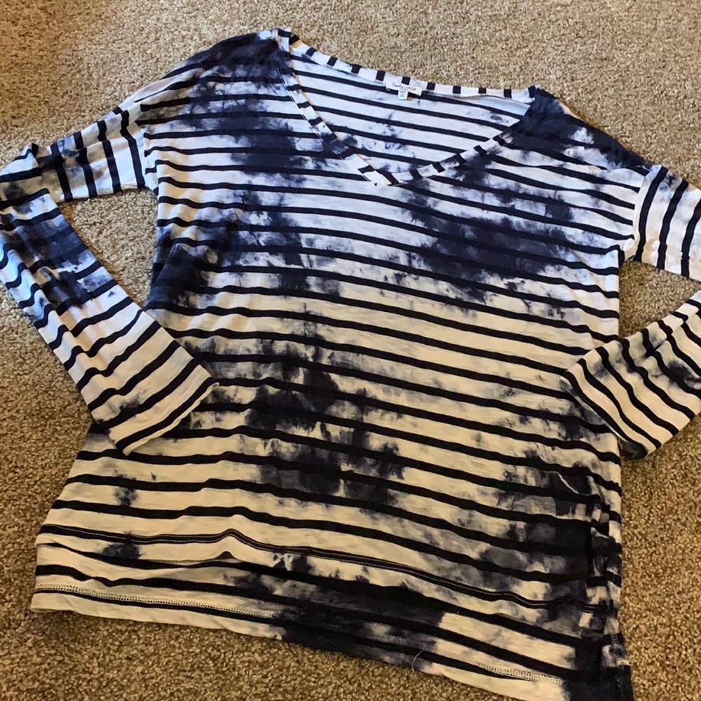 Splendid Tie Dye Striped Navywhite T-Shirt